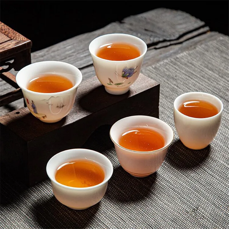 4 pcs Chinês da Porcelana do estilo Xícara de Chá de ChaZhan Anti Escala Artesanal Retro tigela de chá de Cerâmica Master Cup Pessoais Único Copo Imagem 0