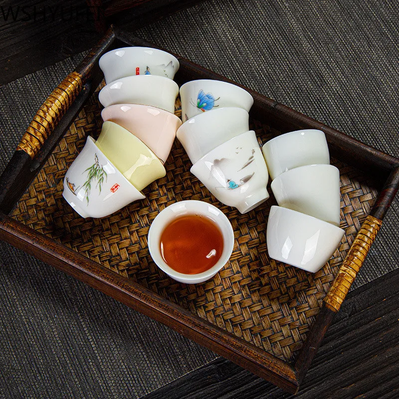 4 pcs Chinês da Porcelana do estilo Xícara de Chá de ChaZhan Anti Escala Artesanal Retro tigela de chá de Cerâmica Master Cup Pessoais Único Copo Imagem 2