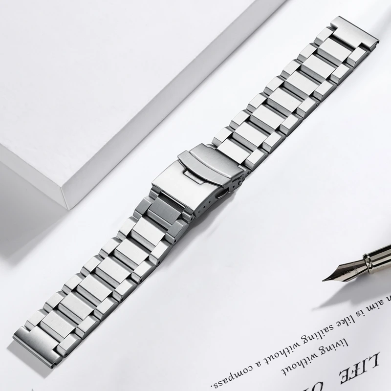 Alta qualidade relógio masculino 22mm de Aço Inoxidável Pulseira Para Relógios Seiko Três esferas de Mergulho de Aço Pulseira de Prata Sólida de Metal Pulseira Imagem 0
