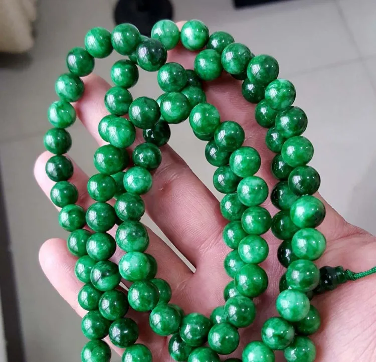 China Artesanal De Escultura Em Jade Verde Natural Jade Contas De Colar De Mão De Seqüência De Caracteres De 108 Contas Imagem 1