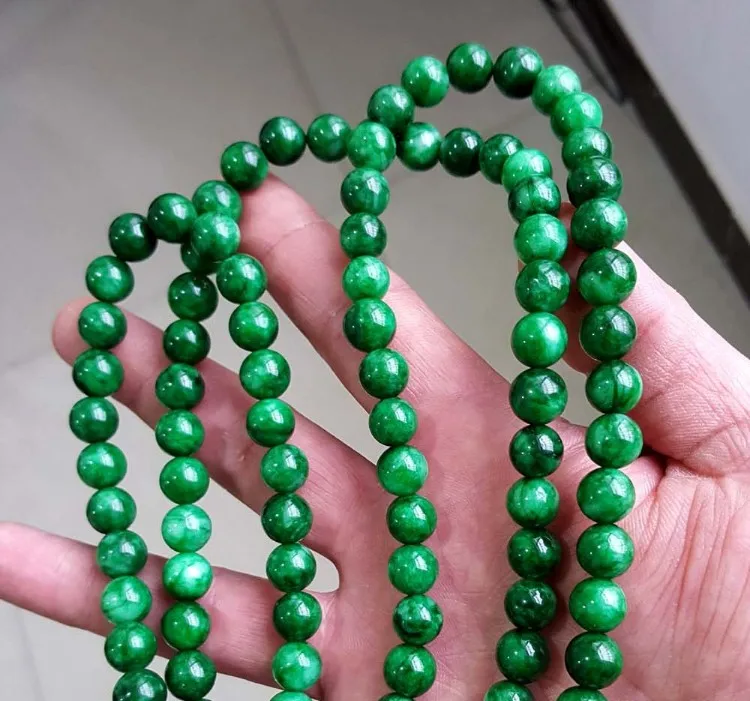 China Artesanal De Escultura Em Jade Verde Natural Jade Contas De Colar De Mão De Seqüência De Caracteres De 108 Contas Imagem 4