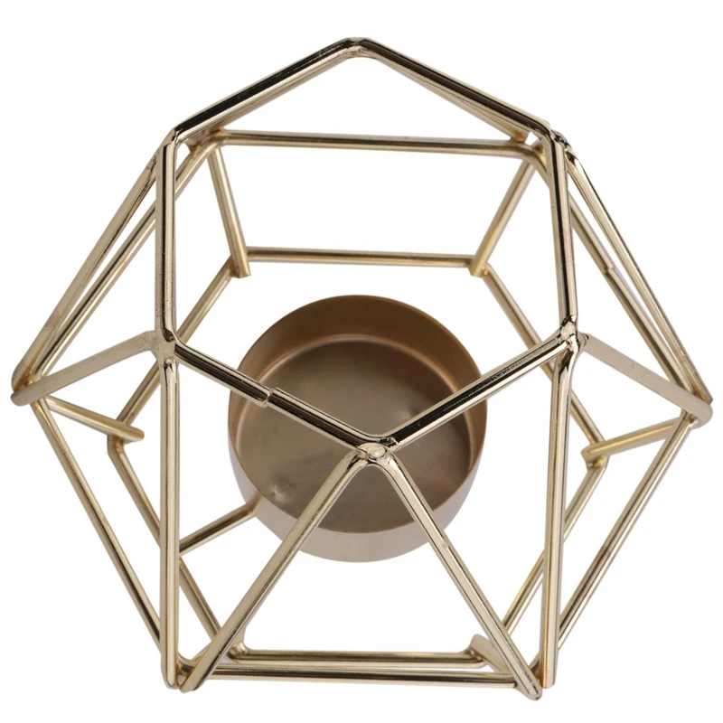 Conjunto de 2 Ouro Geométrica de Metal Tealight Suportes de Vela para a Sala de estar e casa de Banho Decorações - Centros de mesa para Casamento e sala de Jantar Imagem 5