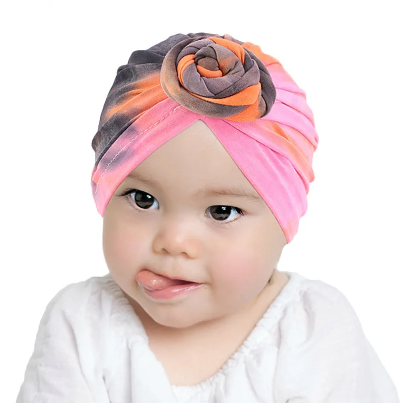 Crianças nó turbante Indiano Flor Chapéu Bandanas Gorro de Tricô faixa de cabelo da cabeça de bandas envoltório acessórios para crianças headwrap Imagem 0