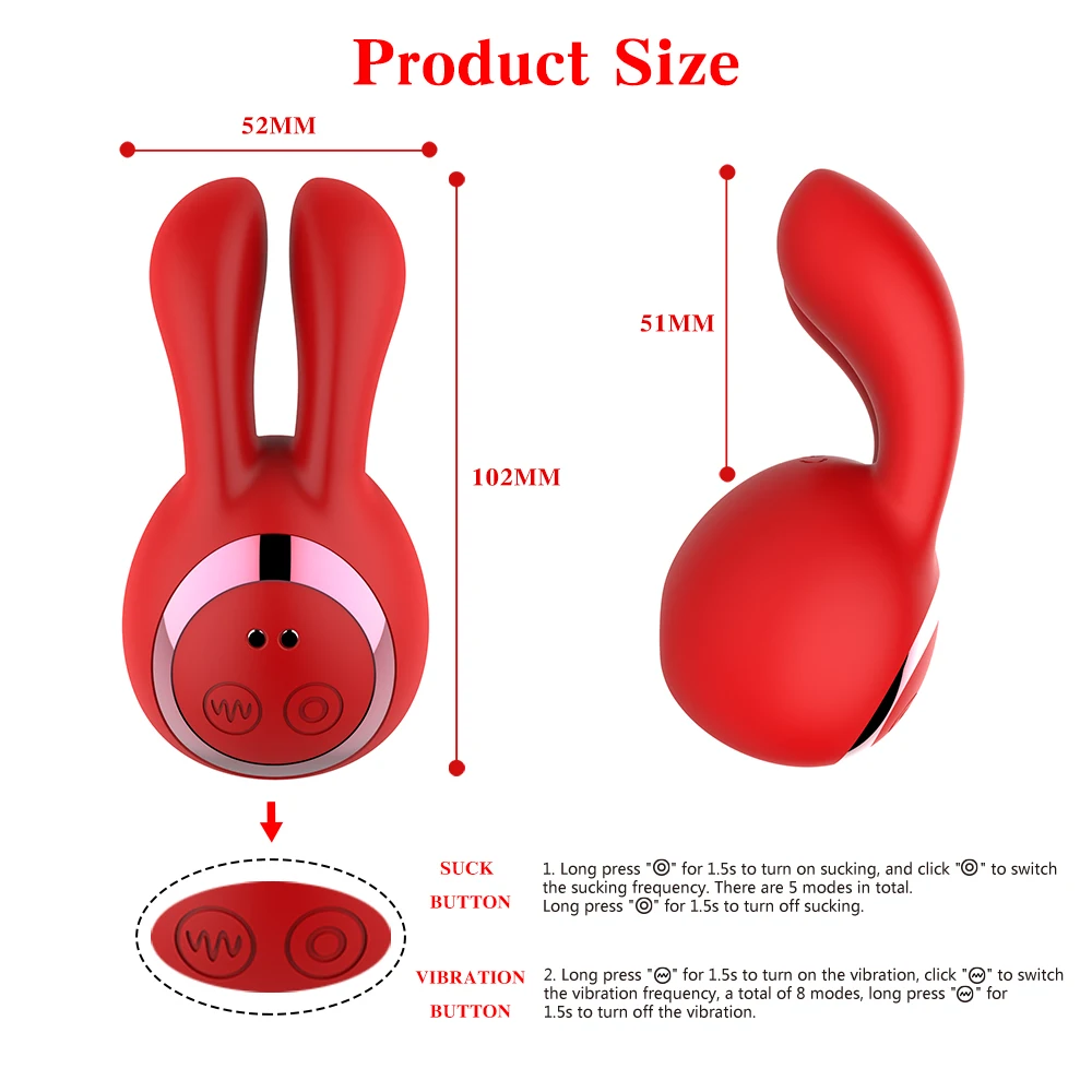 Cute Rabbit Forma Estimulador de Clitóris 5+8 Vibração Adultos, Produto do Sexo Oral Chupando Vibrador Mamilo Grampos Brinquedos Sexuais para as Mulheres Imagem 2