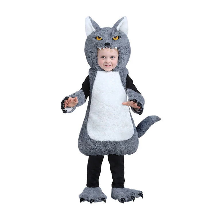 Halloween as crianças do jardim de infância fase desempenho das crianças Mini bebê bonito grande lobo cinzento lobo cinzento Traje Imagem 0