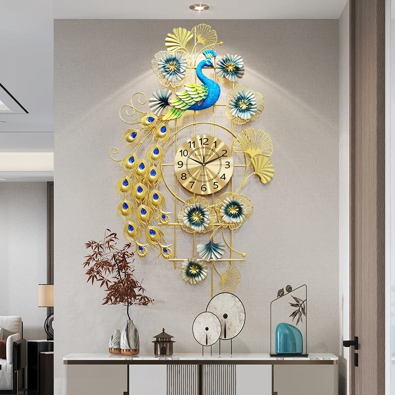 Luxo Digital Relógio de Parede Sala Quarto Pavão Grande Relógio de Parede da Cozinha Nórdica Horloge Murale Decoração de Parede WWH20XP Imagem 1