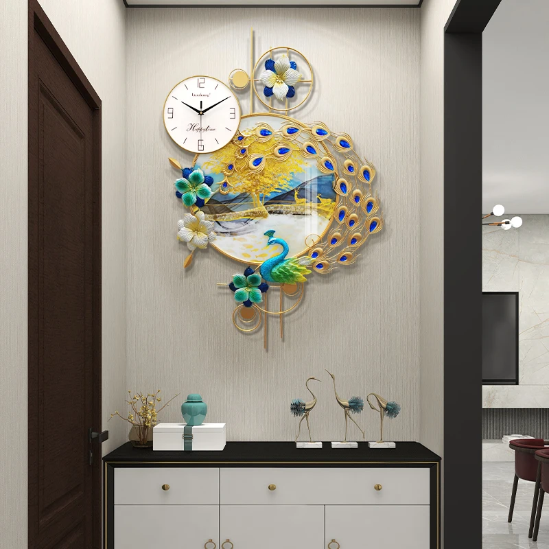 Luxo Digital Relógio de Parede Sala Quarto Pavão Grande Relógio de Parede da Cozinha Nórdica Horloge Murale Decoração de Parede WWH20XP Imagem 4