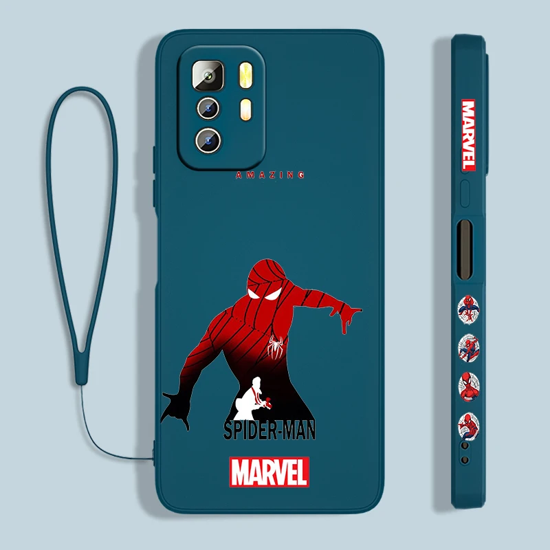 Marvel homem-Aranha desenhos animados Caso De Telefone Xiaomi Redmi Nota 11 11 10 10 9 9 9T 8 8 7 5 Pro TPU Líquido Esquerda Corda Capa de Silicone Imagem 3