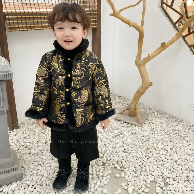 Meninos De Estilo Chinês, O Ano Novo Com Roupas De Crianças Tradicional Oriental Roupas Retro Bordado Hanfu Crianças De Moda Tang Atender A Coats Imagem 3