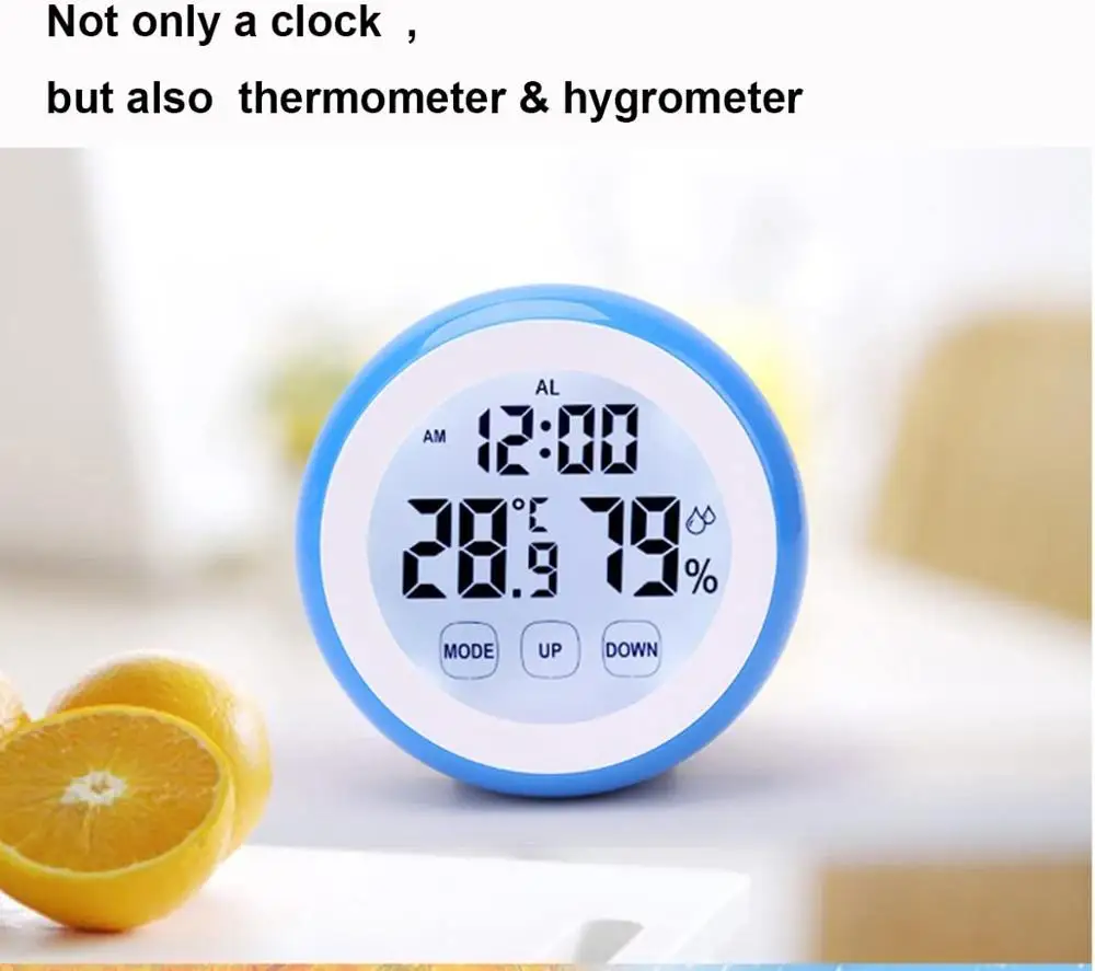 Mini Relógio Digital Termômetro Higrômetro de Viagem para o Quarto com Ímã na parte de Trás da Parede de Mesa Suave luz de fundo Tempo de despertar Relógio Despertador Imagem 1