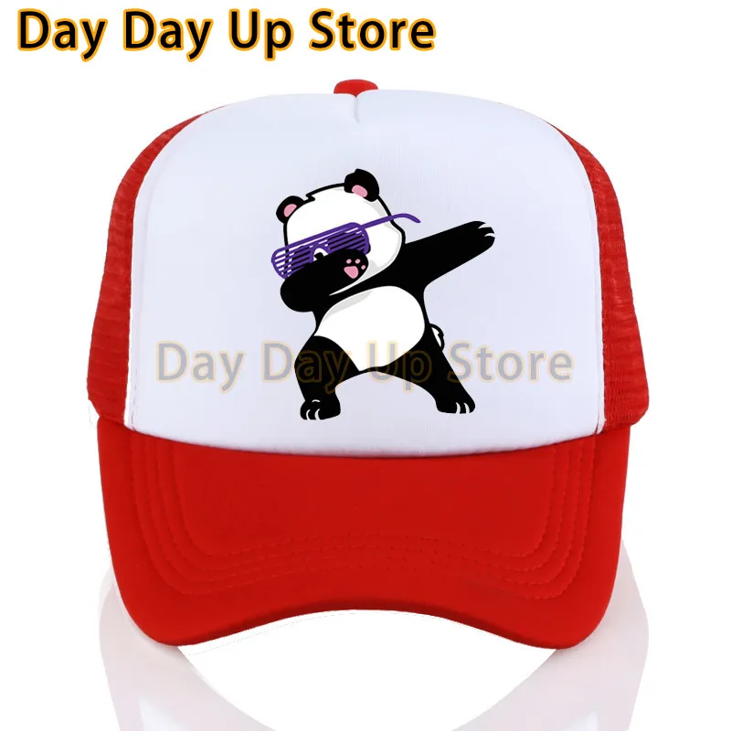 Moda Homens Mulheres Bonés De Beisebol De Malha Enxugando O Panda Tampa De Verão Dos Desenhos Animados Do Panda Rede De Malha O Tampão Do Trucker Hats Imagem 2