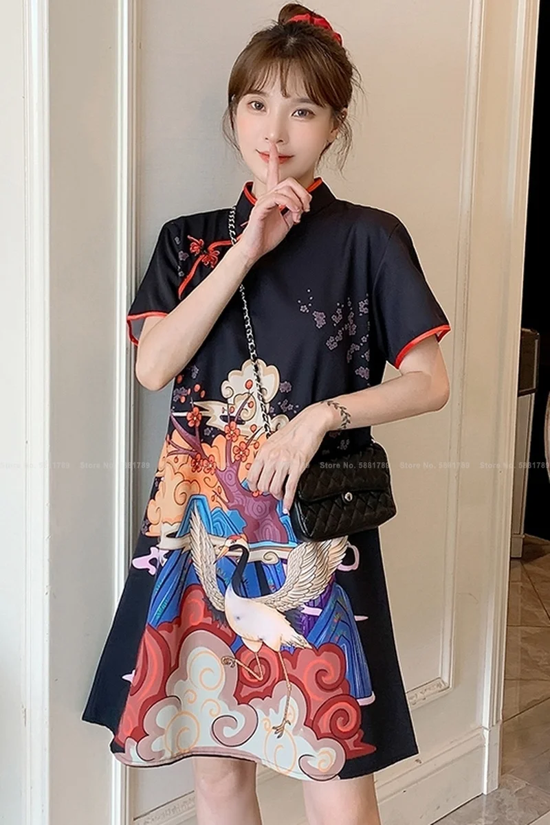 Mulheres Retro Qipao Vestido De Estilo Chinês, Cheongsam Senhora De Moda Elegante Mini Vestidos Tradicionais Orientais Roupas Vintage Vestidos Imagem 4