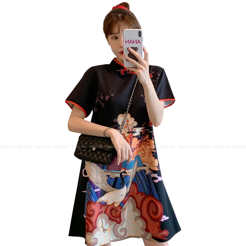 Mulheres Retro Qipao Vestido De Estilo Chinês, Cheongsam Senhora De Moda Elegante Mini Vestidos Tradicionais Orientais Roupas Vintage Vestidos Imagem 5