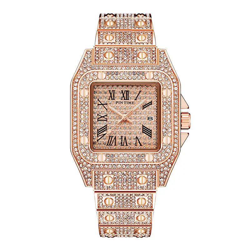 O pino do relógio de moda feminina de diamantes incrustados completo relógio de diamantes Imagem 0