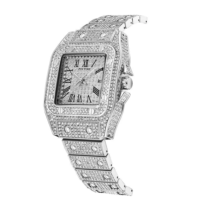 O pino do relógio de moda feminina de diamantes incrustados completo relógio de diamantes Imagem 2