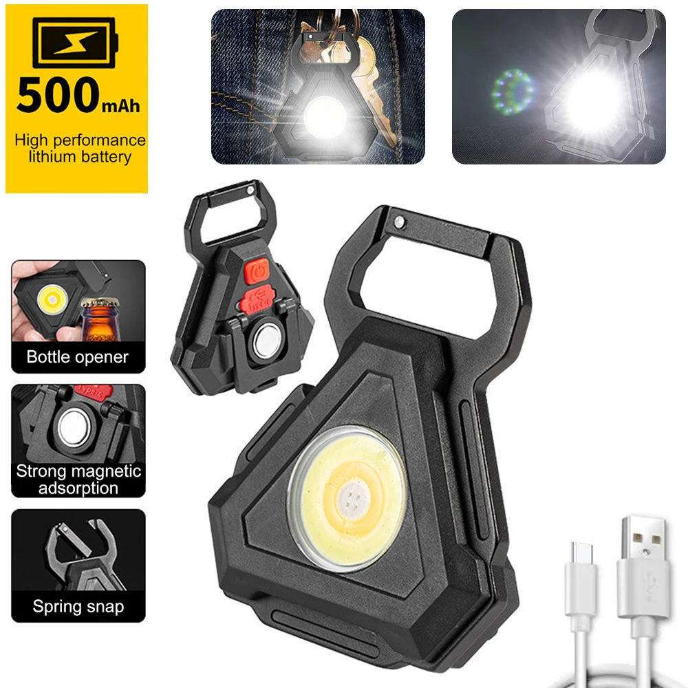 Portátil Mini Lanterna da ESPIGA do Keychain do DIODO emissor de Luz de Trabalho TypeC Recarregável USB Acampamento de Pesca, Escalada de Emergência Lanterna de Bolso Imagem 2