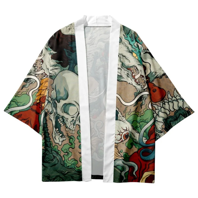 Streetwear Esqueleto de Impressão Cosplay Cardigan Haori de Moda Praia Yukata Tradicional Quimono De 2023 Mulheres Japonesas Homens Camisas 5XL 6XL Imagem 0