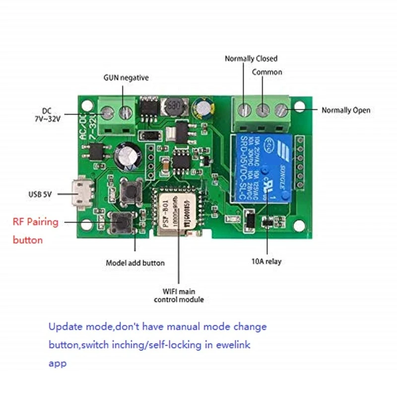 USB DC5V 12V 32V Ewelink Smart wi-Fi Interruptor Universal Módulo de Relé de 1CH sem Fio do Interruptor Temporizador de Telefone do Controle Remoto Imagem 3