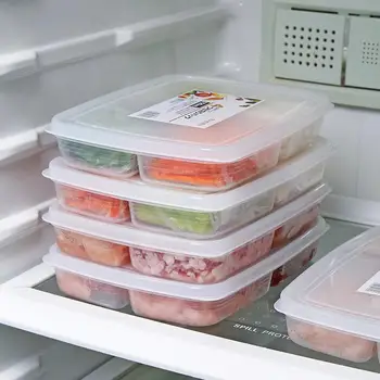 4 Grelhas De Alimentos De Frutas Caixa De Armazenamento Portáteis De Compartimento Congelador De Refrigerador Organizadores Sub-Carnes Embaladas A Cebola, O Gengibre Clara, Mais Nítida