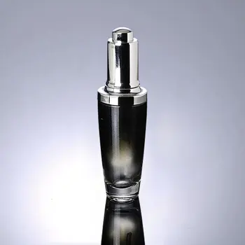 50ml de vidro preto garrafa de prata com uma pipeta ou conta-gotas do frasco de Embalagens de Cosméticos