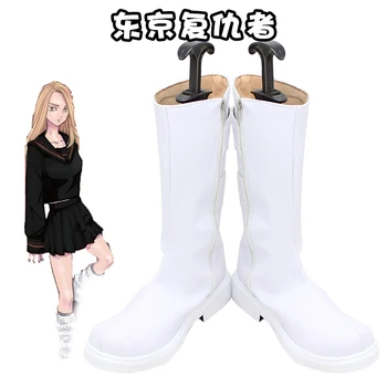 Anime De Tóquio Revengers Shiba Yuzuha Cosplay Festa De Halloween Sapatos Suástica Sano Manjiro Branco Curto Botas Para Mulheres Adultas, Homens