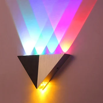 Decoração colorida da Parede do DIODO emissor de Luz 5W AC90-265V Triângulo de Alumínio de 5 Cores de Lâmpadas de Parede Frio/ Morno Para o Quarto de Hotel