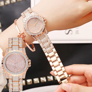 Multi Diamante das Mulheres relógio de pulso de Moda de Topo de Mulheres Relógio de Quartzo do aço Inoxidável Relógio de Luxo Relâmpago Oferece Assistir amante relógios