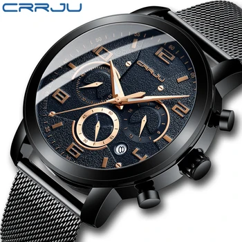 2020 CRRJU Homens Novos Relógios as melhores marcas de Moda de Luxo Casual relógio de Pulso dos Homens Desporto Cronógrafo Impermeável Relógio de Quartzo relógios