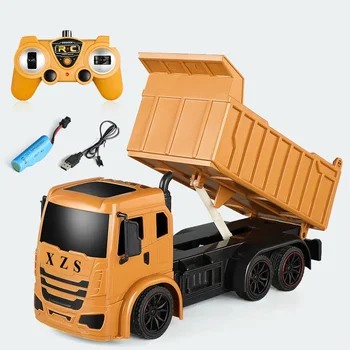 Sem fios de liga de controle remoto de despejo de simulação do caminhão caminhão grande descarga de caminhão de engenharia de transporte caminhão de brinquedos para crianças