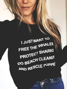 Sugarbaby Nova Chegada libertar as Baleias Proteger os Tubarões Fazer Beach Clean-Ups e Resgate de Filhotes Sustentável Moletom 90 estética