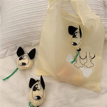 Cogumelos 9527 Simples do Cão dos desenhos animados Dobrável Sacolas Portátil de Grande capacidade de Proteção Ambiental de Bolsas Tote Bag