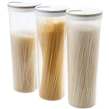 3 unidades de Altura de Armazenamento de Alimentos Cilindro em Forma de Macarrão Espaguete Recipiente de Caixa de Cereal de Aveia, Nozes Feijão
