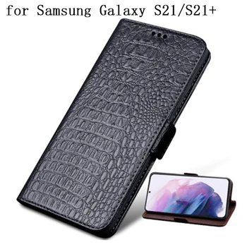 Luxo Couro Genuíno Pele para Samsung Galaxy S21 Carteira de Caso com Slots de Cartão de Telefone Capa para Samsung Galaxy S21+ S21 Ultra