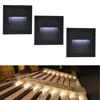 3W IP65 Impermeável ao ar livre LED Footlight parede de luz Etapa Luzes da Escada Incorporada de Parede, iluminação de luz de AC85~265V