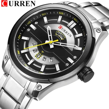 Relojes CURREN Relógios de Homens de Moda Quartzo Mens Watch Com o Calendário de Aço Inoxidável de Negócios Impermeável conjuntos de quarto de kol saati 2021
