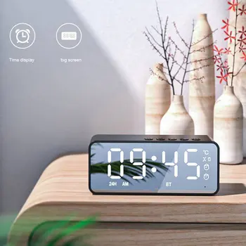 Relógio Despertador Digital Com alto-Falante sem Fio Mini Doméstico compatível com Visor de LED Recarregável USB Para o Quarto de Rádio FM