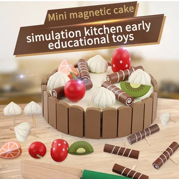Madeira Filhos de Cozinha, Brinquedos Coloridos Magnético de Corte Olhar Mini Bolo infantil Cut-lLook Simulação Conjunto de Brinquedos Para Crianças