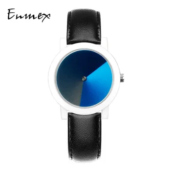 2019 Enmex design criativo menina relógio de pulso Psicodélico azul breve branco caso simples de moda rosto de quartzo relógios de senhora