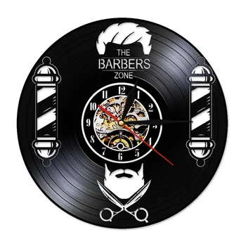 Os Barbeiros Zona de Parede Decoração Vintage Relógio de Parede Personalidade disco de Vinil Relógio de Parede Artesanal de Relógios de Parede 3D de Suspensão de Decoração de Relógios