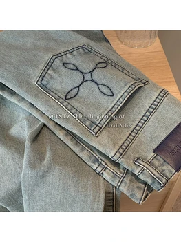 2022 coreano Moda Y2K Jeans Streetwear de Verão, Largura de Perna Reta Folgado Fundos de Algodão Casual Vintage Cintura Alta Carga Calças
