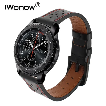 iWonow 22mm Pulseira de Couro Genuíno para Samsung Engrenagem S3 Galaxy Watch 46mm R800 de Liberação Rápida de Banda de Aço Fecho de Correia de Pulso a Correia de