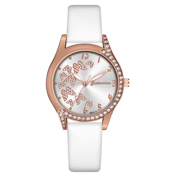 Mulheres de Diamante da Borboleta Digital Mostrador do Relógio de Quartzo Senhoras Moda PU Couro Relógio Casual