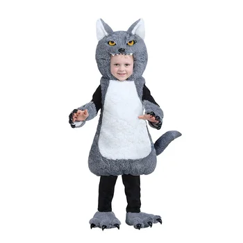 Halloween as crianças do jardim de infância fase desempenho das crianças Mini bebê bonito grande lobo cinzento lobo cinzento Traje