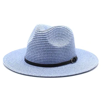 Colorido de verão, guarda-sol de praia, chapéu de Mulheres Aba Larga Palha Panamá arregaçar Chapéu Fedora Praia de Chapéu de Sol UPF50+ protetor solar de férias