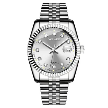 Moda Rodada de Quartzo de Luxo Calendário de Marcação Casual Relógios de Pulso de aço Inoxidável Pulseira de Moda Relógio Impermeável relógio de Pulso para Homens