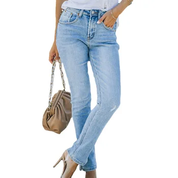 De cintura alta Jeans Mulheres de Verão do Perna Reta Wide Leg Jeans Mãe Jeans Azul de Brim das Mulheres Baggy Jeans Xs Mulher Jeans
