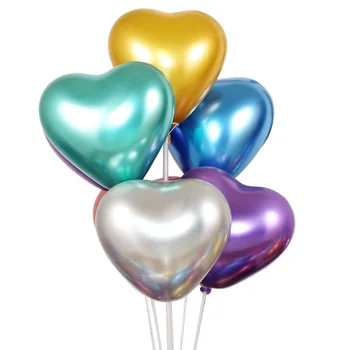 10 pc de 10 polegadas coração de metal em forma de balão de ouro de látex balão de decoração de casamento em balão de festa de aniversário de balão atacado