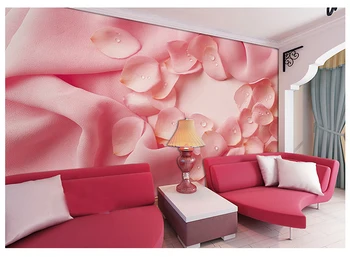 Baçal Grande Rosa de Tecido Flor de Rosa Papel Mural de Parede em 3d Foto Murais Lavável papel de Parede para Sala de Casamento 3d Mural de papel de Parede