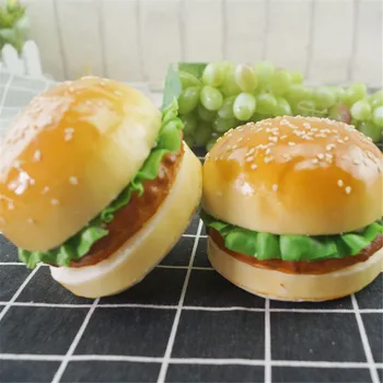 restaurante padaria cozimento casa sobremesa bolo de loja de loja de decoração Artificial hamburger torrado em fatias de simulação de falso pão modelo