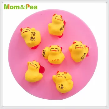 Mom&Pea MPA1744 Fortuna, Gato Molde de Silicone em pasta de Açúcar 3D Fondant de Decoração do Bolo